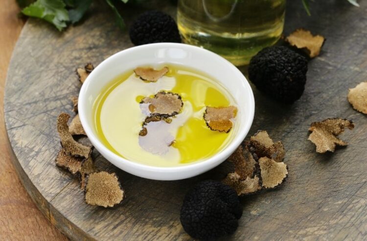 Shavings of truffles in olive oil.